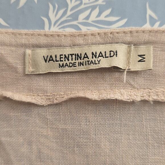 Womens Size M Beige 100% Linen Lace Ruffle BOHO Beach Valentina Tank Top - Picture 3 of 11